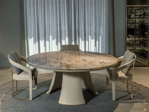 Luxury Design New Style Marble Top Round Dining Table QMY-DT019 - Custom Wood Dining Table Supply