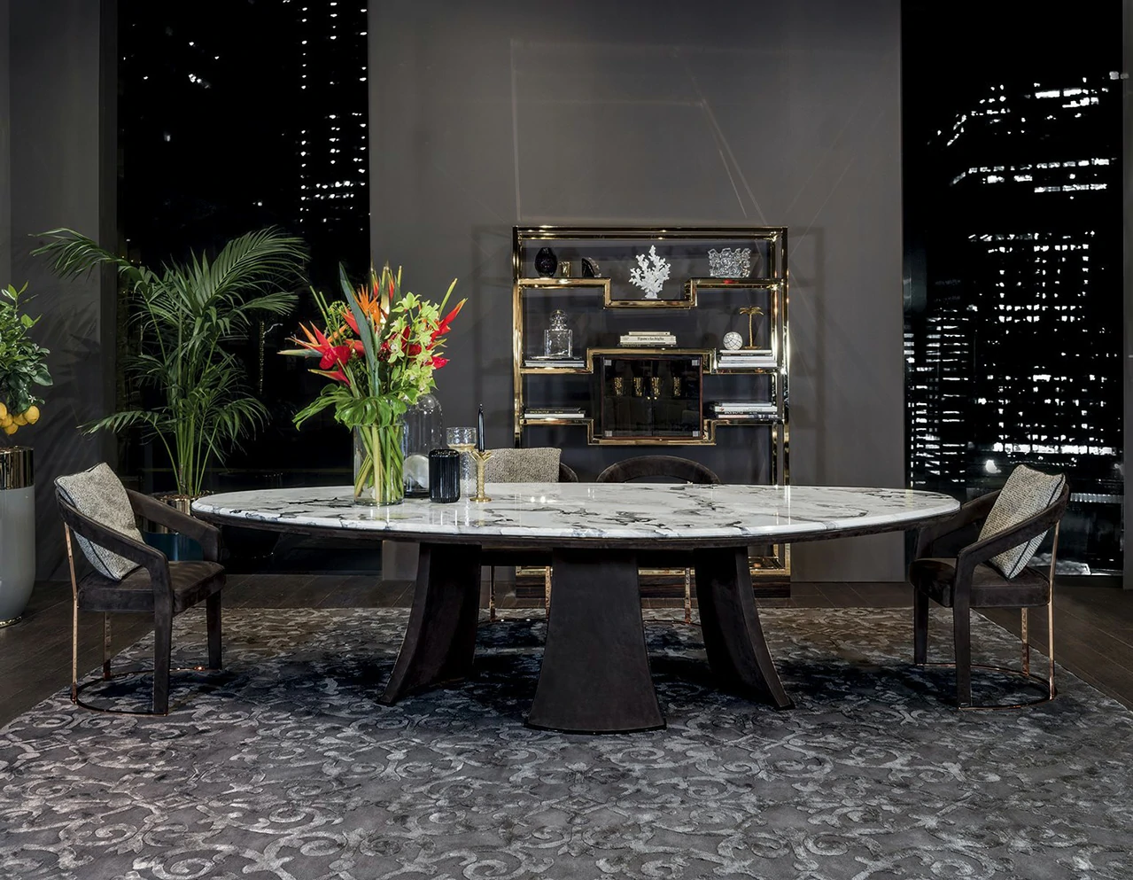 Luxury Design New Style Marble Top Round Dining Table QMY-DT019 - Custom Wood Dining Table Supply - Image 5