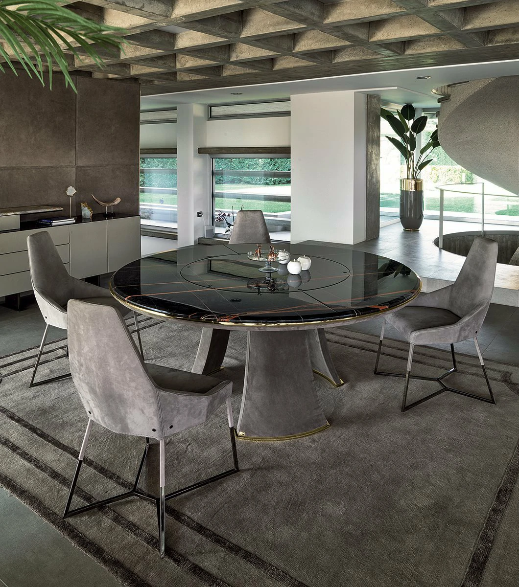 Luxury Design New Style Marble Top Round Dining Table QMY-DT019 - Custom Wood Dining Table Supply - Image 3