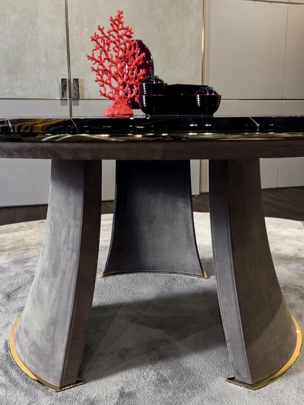 Luxury Design New Style Marble Top Round Dining Table QMY-DT019 - Custom Wood Dining Table Supply