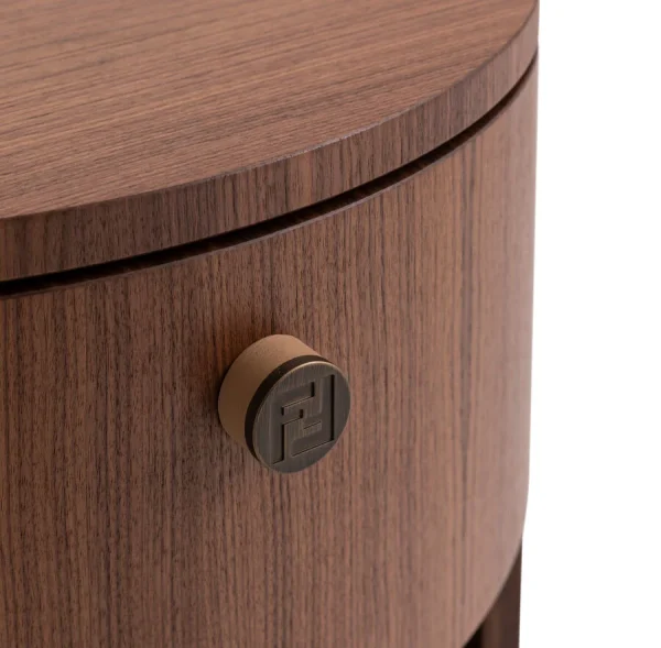 Luxury Elefante Walnut Finish Solid Wood Nightstand QMY-NS015 - Bespoke Luxury Bedside Table Factory Direct Supply