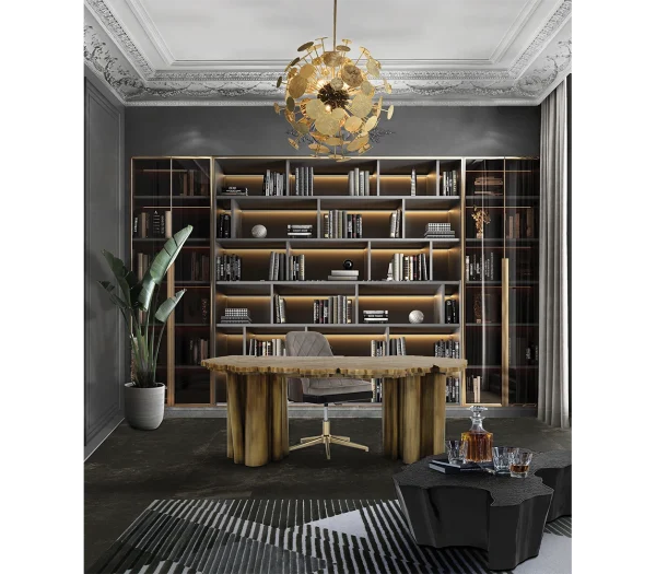 Luxury Gold Executive Writing Desk QMY-WD006 - Custom Office Desk Supplies From Home Office Writing Desk Manufacturer