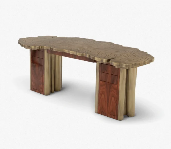 Luxury Gold Executive Writing Desk QMY-WD006 - Custom Office Desk Supplies From Home Office Writing Desk Manufacturer