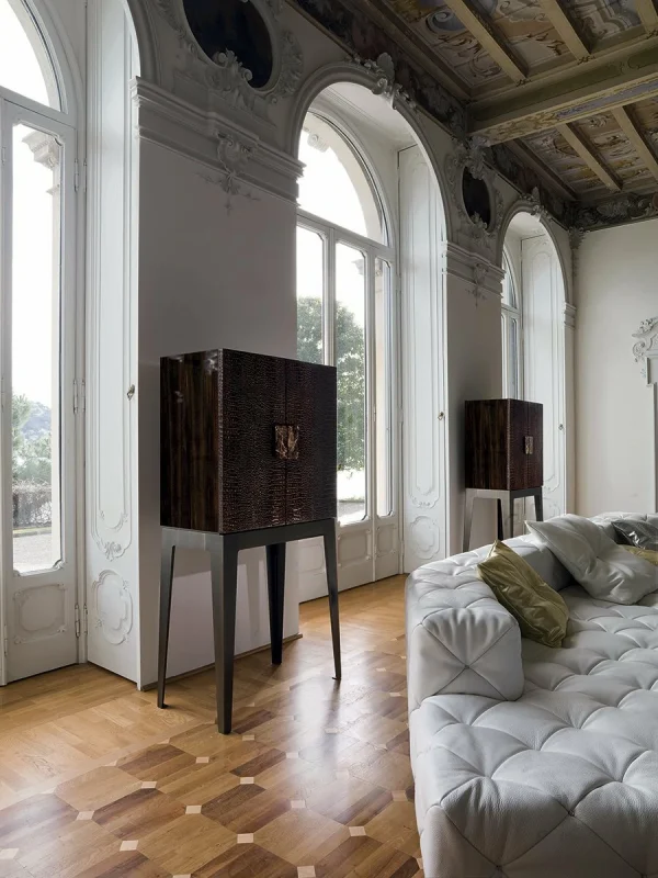 Luxury Leather Stainless Steel Home Storage Wine Cabinet QMY-WC015 - Bespoke Wine Storage Cabinets Manufacturer, 1-MOQ Order Supplies