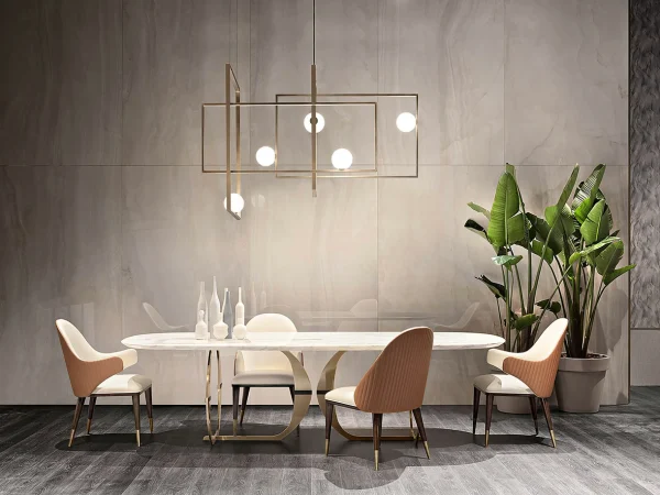 Luxury Marble Dining Table with Modern Design QMY-DT030 - Custom Built Dining Tables Manufacturer Supply