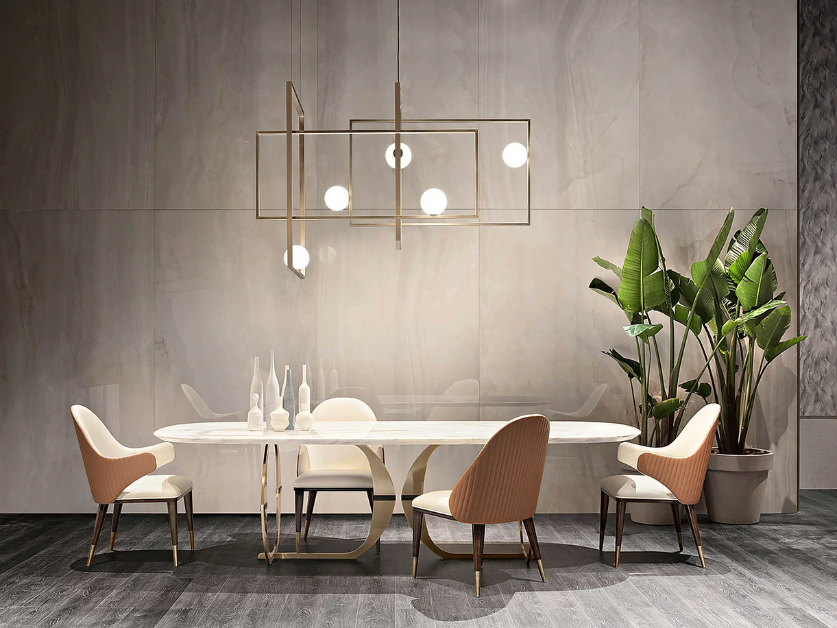 Luxury Marble Dining Table with Modern Design QMY-DT030 - Custom Built Dining Tables Manufacturer Supply - Imagen 3