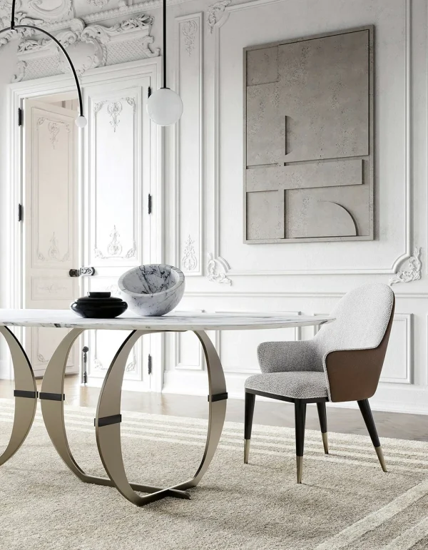 Luxury Marble Dining Table with Modern Design QMY-DT030 - Custom Built Dining Tables Manufacturer Supply