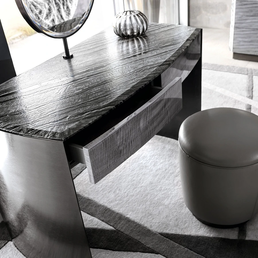 Luxury Minimalist Marble Top Dressing Table QMY-DR009 - Bespoke Makeup Dressing Table Manufacturer Supply - Image 3