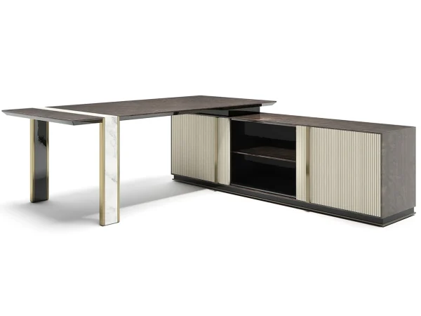 Luxury Modern L-Shaped Office Desk QMY-WD013 - Customize Office Desk Factory With MOQ of 1 Piece