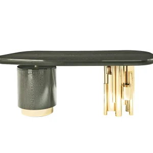 Luxury Wooden Office Desk with Asymmetrical Legs Design QMY-WD017 - Custom Executive Desk Manufacturer Direct