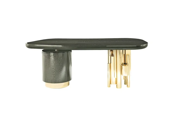 Luxury Wooden Office Desk with Asymmetrical Legs Design QMY-WD017 - Custom Executive Desk Manufacturer Direct