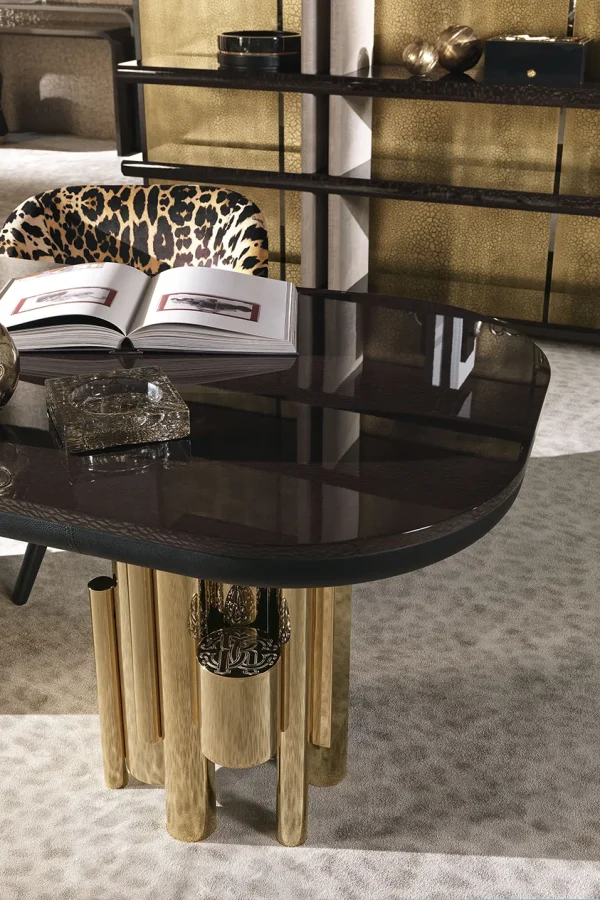 Luxury Wooden Office Desk with Asymmetrical Legs Design QMY-WD017 - Custom Executive Desk Manufacturer Direct