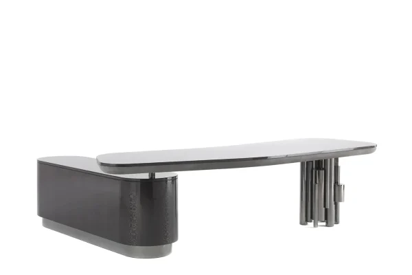 Luxury Wooden Office Desk with Asymmetrical Legs Design QMY-WD017 - Custom Executive Desk Manufacturer Direct