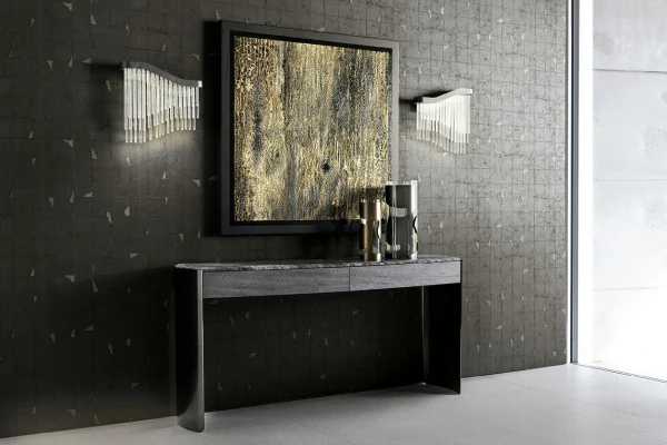 Marble Top Wood Rectangle Design Console Table QMY-CS020 - Chinese Bespoke Entrance Console Table Manufacturer