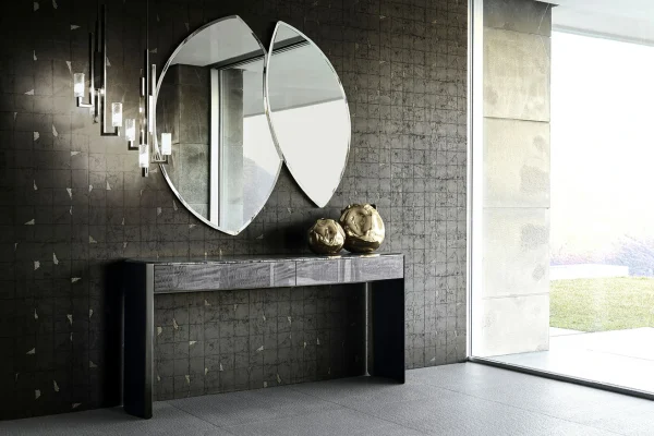 Marble Top Wood Rectangle Design Console Table QMY-CS020 - Chinese Bespoke Entrance Console Table Manufacturer