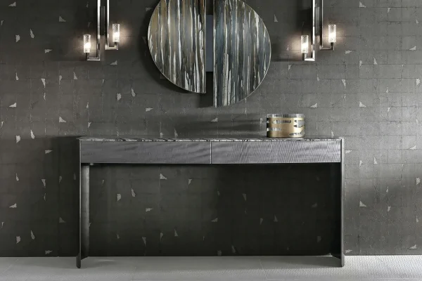 Marble Top Wood Rectangle Design Console Table QMY-CS020 - Chinese Bespoke Entrance Console Table Manufacturer