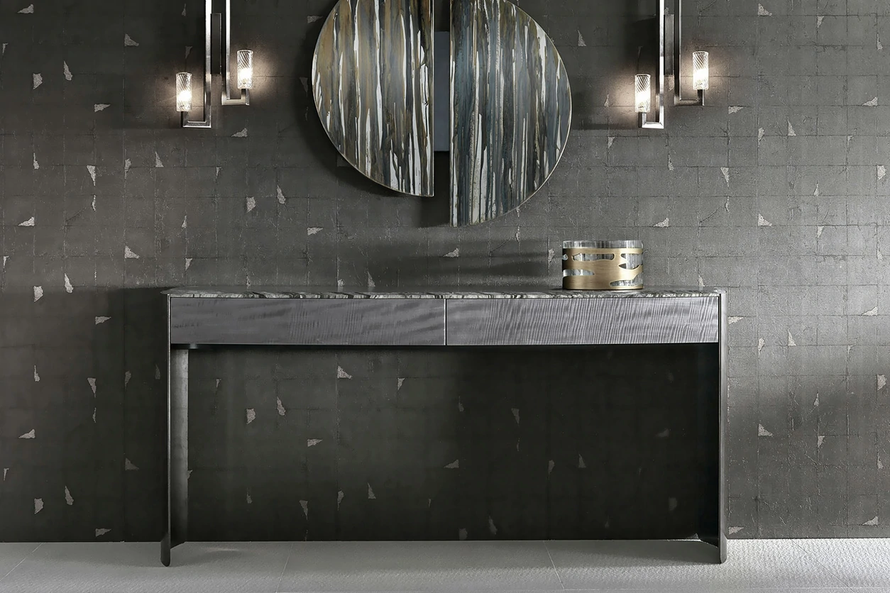Marble Top Wood Rectangle Design Console Table QMY-CS020 - Chinese Bespoke Entrance Console Table Manufacturer - Image 3