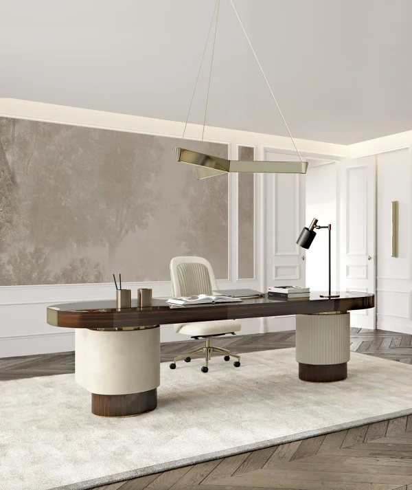 Minimalist Executive White Desk QMY-WD012 - Modern Custom Office Desks Factory Supply | Chicasa