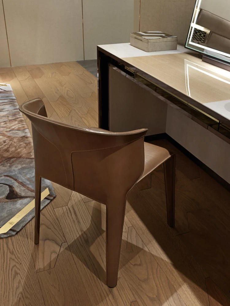 Modern Brown Leather Dining Chair QMY-DC022 - Bespoke Brown Dining Chair Supply and 1-MOQ Order - Imagen 3