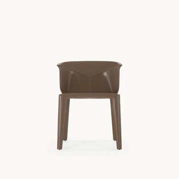 Modern Brown Leather Dining Chair QMY-DC022 - Bespoke Brown Dining Chair Supply and 1-MOQ Order