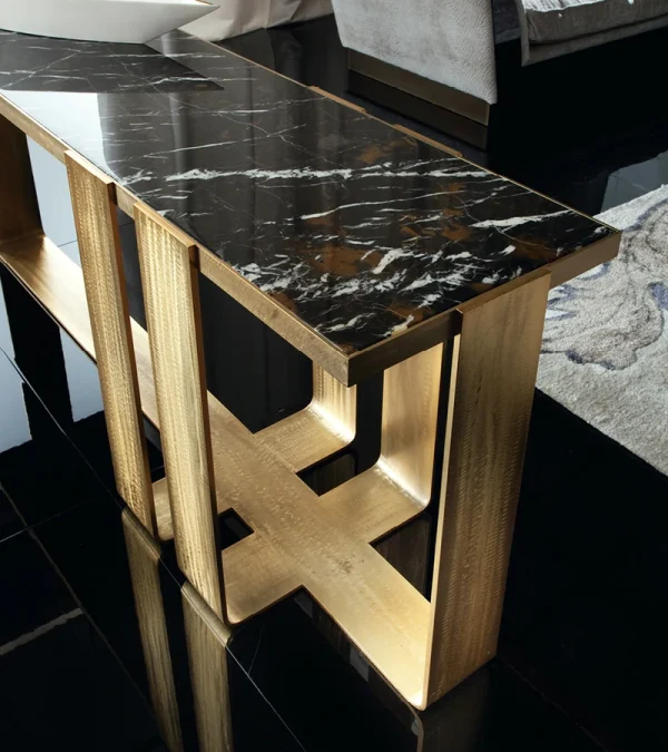 Modern Geometric Open Frame Marble Console Table QMY-CS022 - Bespoke Entry Console Tables Manufacturer Supply