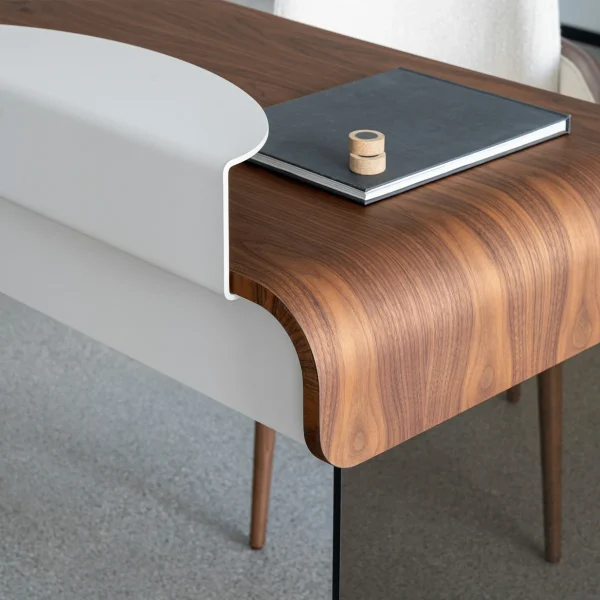 Modern Glass Top Office Desk QMY-WD011 - Bespoke Office Desk With Glass Legs, MOQ of 1 Piece
