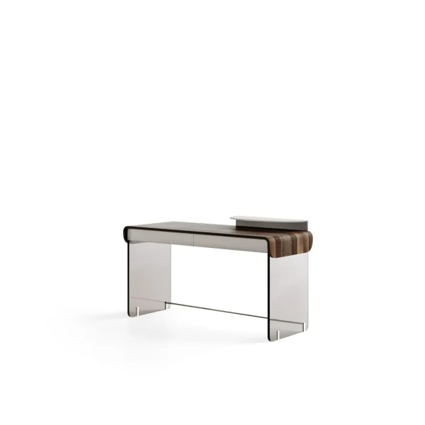 Modern Glass Top Office Desk QMY-WD011 - Bespoke Office Desk With Glass Legs, MOQ of 1 Piece