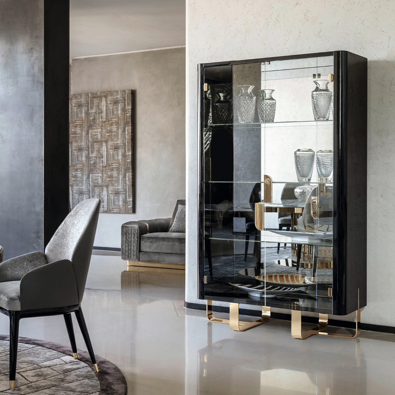 Modern High-end Villa Glass Wine Cabinet QMY-WC019 - Custom Made Wine Cabinet Manufacturer - Image 2