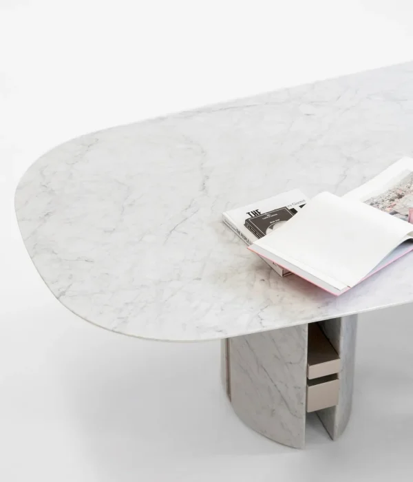 Modern Italian Luxury Natural Marble Dining Table QMY-DT027 - Bespoke Marble Dining Table Manufacturer Direct Supply