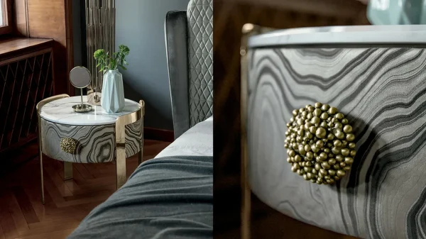 Modern Luxury Painted Solid Wood Panel Nightstand QMY-NS018 - Custom Nightstands, Bedroom Furniture Factory Supply