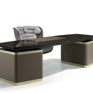 Modern Luxury Design Desk QMY-WD014 - Custom Wood Office Desk Manufacturer Supply