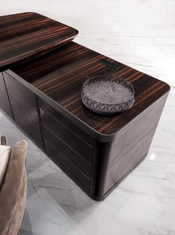 Modern Luxury Design Desk QMY-WD014 - Custom Wood Office Desk Manufacturer Supply