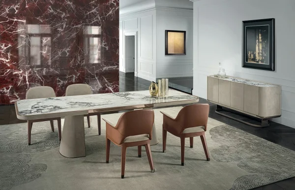 Modern Luxury Marble Top Rectangle Dining Table QMY-DT018 - Custom Designed Dining Tables Manufacturer Supply