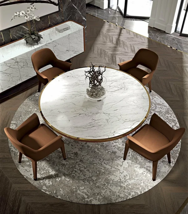 Modern Luxury Marble Top Rectangle Dining Table QMY-DT018 - Custom Designed Dining Tables Manufacturer Supply