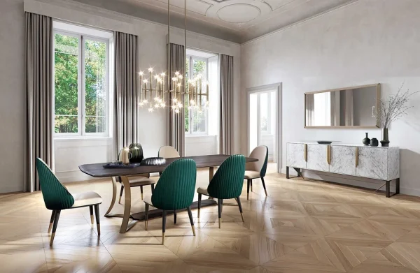 Modern Luxury Rectangle White Marble Top Dining Table QMY-DT029 - Custom Made Marble Dining Table Manufacturer
