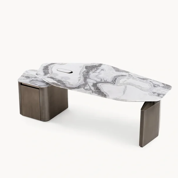 Modern Marble Top L-Shaped Office Desk QMY-WD018 - Custom Build Office Desk Manufacturer Supply