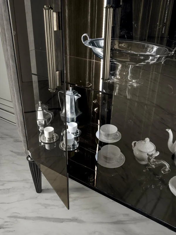 Modern Mini Wooden Grey Wine Cabinet QMY-WC017 - Custom Glass Wine Cabinet, Factory Supply