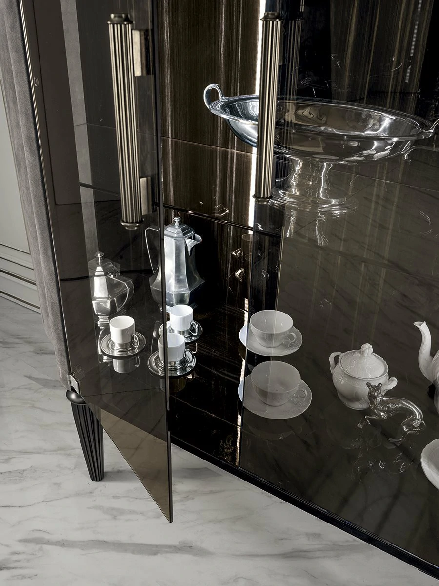 Modern Mini Wooden Grey Wine Cabinet QMY-WC017 - Custom Glass Wine Cabinet, Factory Supply - Image 3