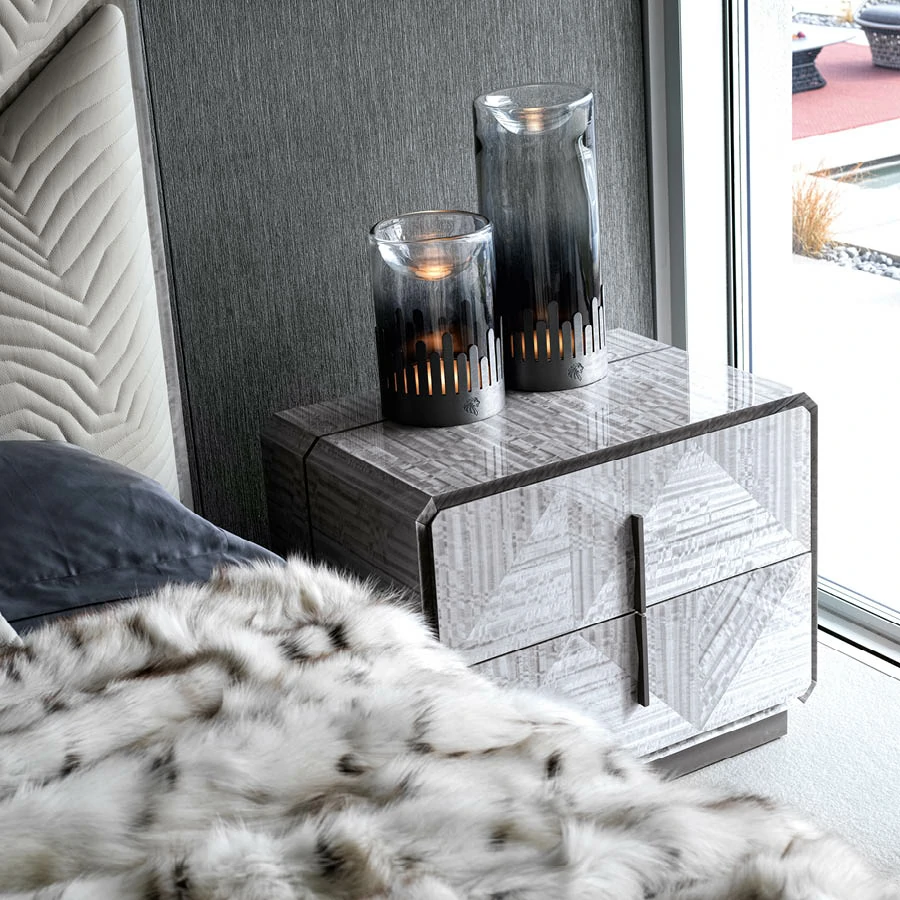 Modern Minimalist Bedroom Furniture Storage Nightstand QMY-NS023 - Custom Modern Bedside Tables Nightstands Wholesale - الصورة 3