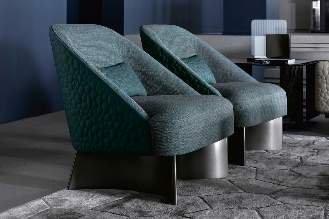Modern Nordic Tufted Shell Fabric Velvet Light Blue Armchair QMY-LC025 - Bespoke Modern Leisure Chair Supply — изображение 4