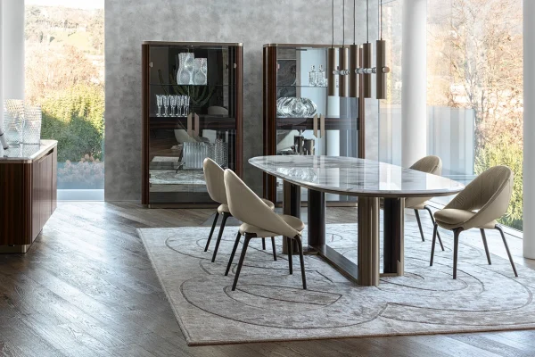 Modern Oval Marble Top Dining Table QMY-DT024 - Round Dining Table Custom, Source Dining Table Factory Supply