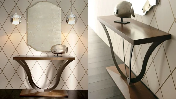 Modern Sculptural U-Curve Console Table QMY-CS025 - Bespoke Pedestal Entry Table Manufacturer Supply