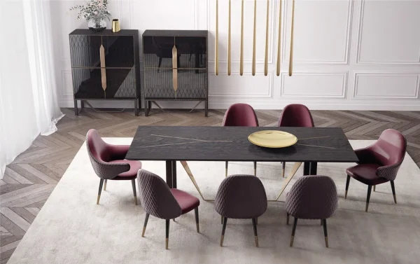 Modern Style Luxury Top Wood Cover Dining Table QMY-DT028 - Custom Wood Dining Tables For Residential Projects