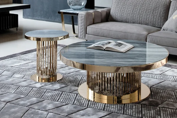Nordic Style Round Marble Luxury Coffee Table QMY-CT020 - Custom Coffee Table Designs Factory Direct Supply