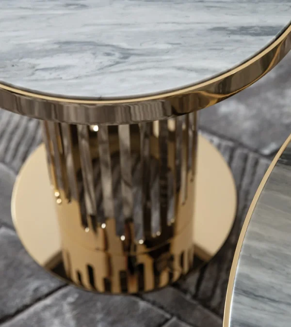 Nordic Style Round Marble Luxury Coffee Table QMY-CT020 - Custom Coffee Table Designs Factory Direct Supply