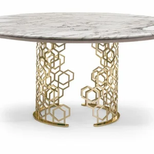 Round Marble Top Dining Table QMY-DT022 - Customized Dining Table Manufacturer Supply