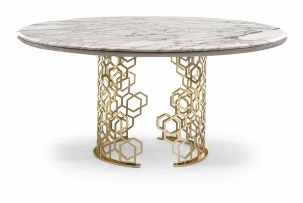 Round Marble Top Dining Table QMY-DT022 - Customized Dining Table Manufacturer Supply