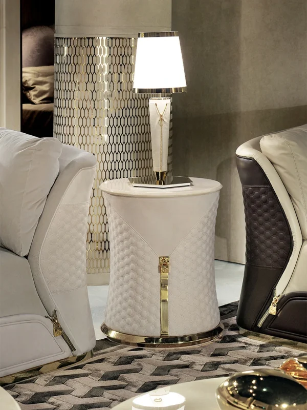 White Round Marble Top Coffee Table QMY-CT029 - Bespoke White Coffee Table Set Manufacturer Direct Supply