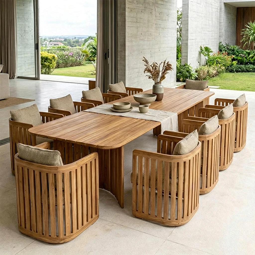 custom wood outdoor dining table