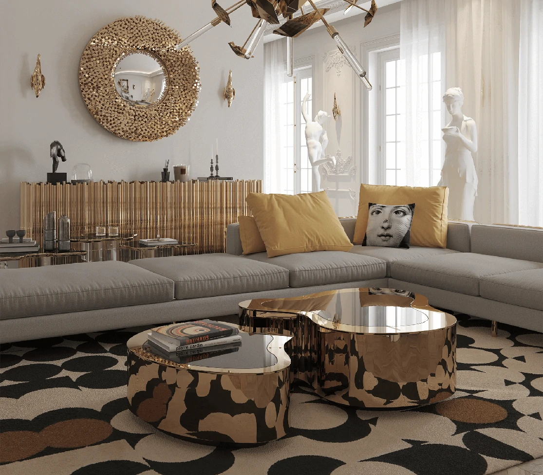 Contemporary Golden Stainless Steel Coffee Table QMY-CT047 - Custom Steel Coffee Table Manufacturer - Imagen 2